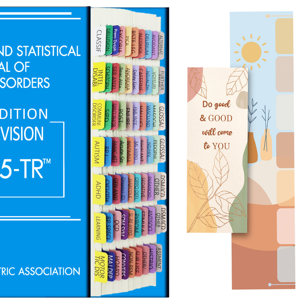 2022 New DSM-5-TR Index Tabs, Color-Coded and Laminated DSM-V TR Tabs, Including 18 Blank Ones, with Alignment Guide and Bookmark